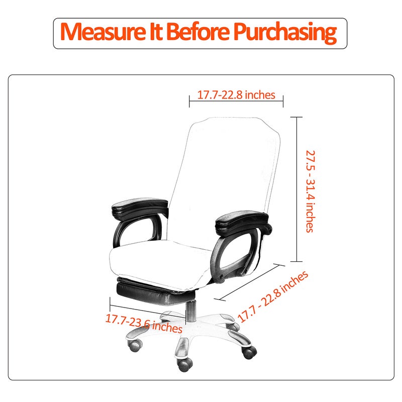 SARAFLORA Office Chair Cover- Large, Ivory- Removable Computer Chair Cover for Office Chair with Zipper for Universal Rotating Chair Desk Chair Cover High Back Chair Seat Washable Protector for Pets - Image 2